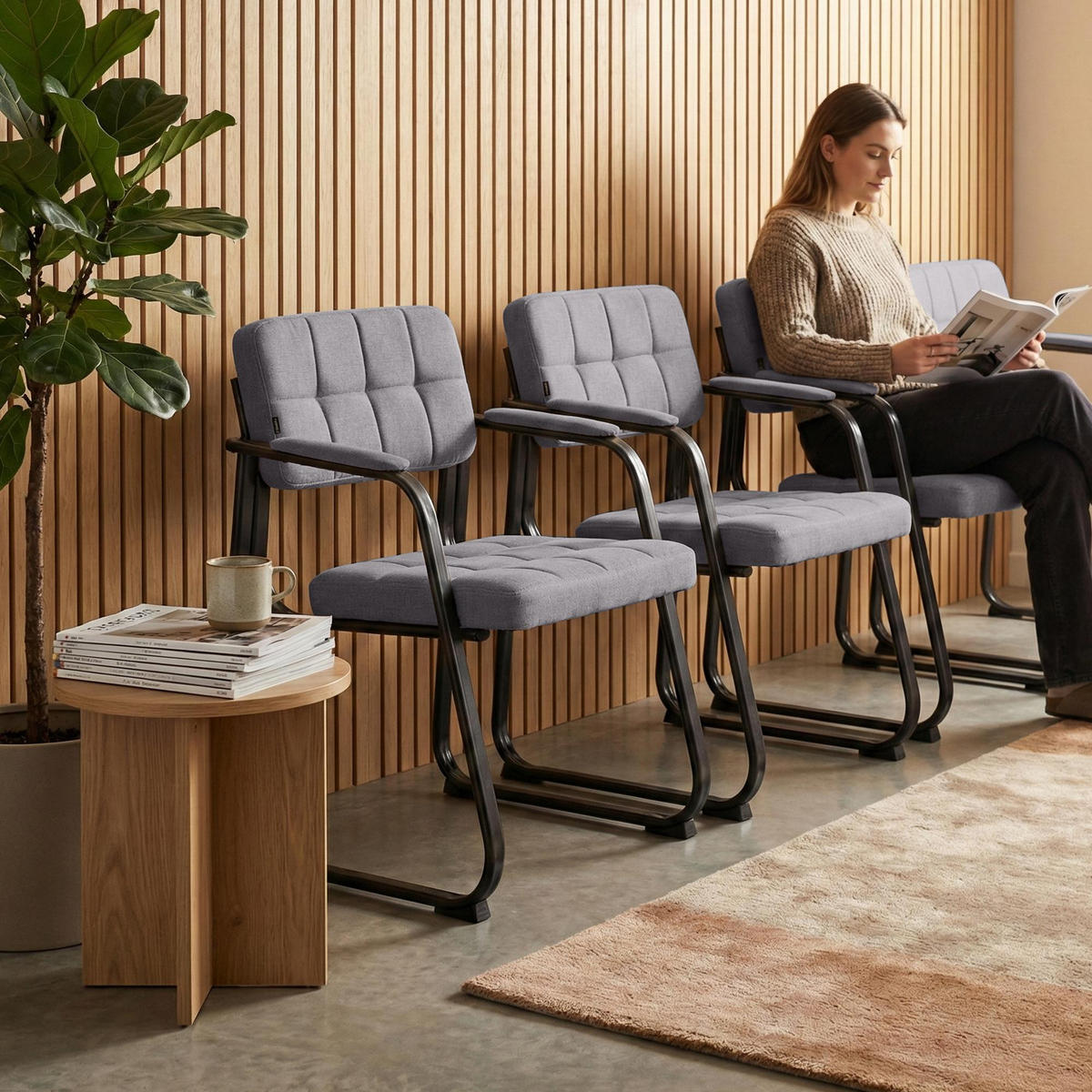 ARMLEHNENSTUHL Stoff hellgrau - Hellgrau, Textil/Metall (59/84/58cm) - CLP