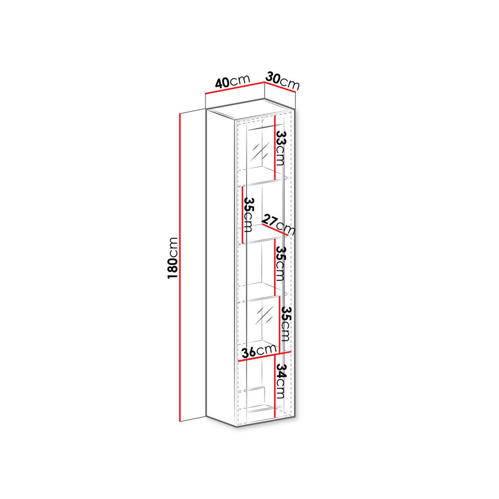 Thumbnail - Mirjan24 Hängevitrine, Schwarz, Eiche Wotan, Holzwerkstoff, Rechteckig, 40x180x30 cm, Wohnzimmer, Wohnwände, Vitrinensch...