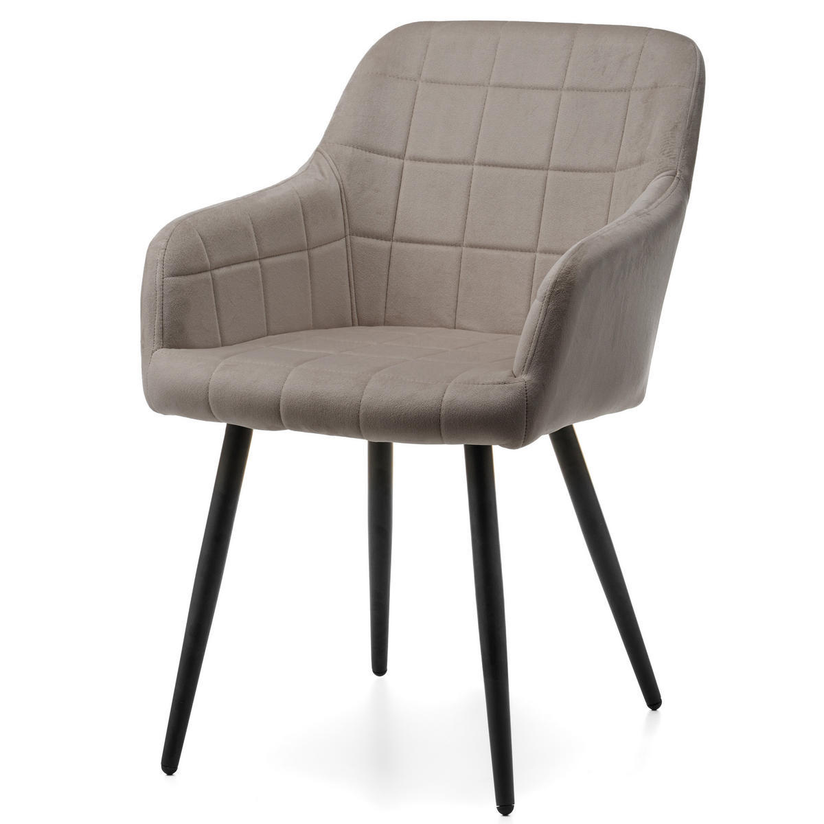 STUHL ORTE gepolstert mit Steppung - dunkelbeige - Samt Velours - Beige/Goldfarben, Textil/Metall (56/85/62cm) - NEW HOME