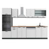 KÜCHENZEILE R-Line Weiß Landhaus/Anthrazit 300 cm mit Hochschrank AP Eiche - Anthrazit/Creme, Holzwerkstoff (300/81.6/60cm) - Vicco