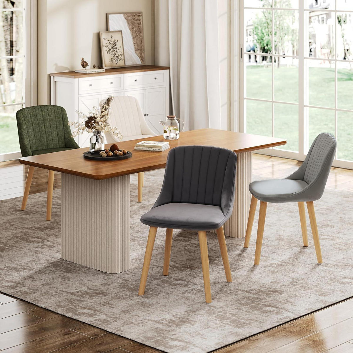 ESSZIMMERSTÜHLE 6er Set Samt Dunkelgrau - Anthrazit, Textil (48.5/81/43.5cm)