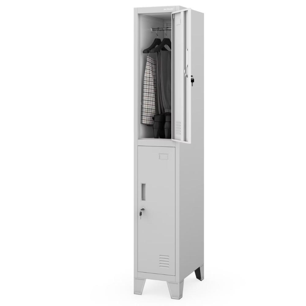 UMKLEIDESCHRANK Spind BARTEK 2 Abteile 172x29,2x45cm Grau - Grau, Metall (29.2/172/45cm) - Jan Nowak