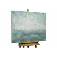 ÖLGEMÄLDE 100/75 cm - Petrol/Weiß, Holz/Textil (1.9/75cm) - KUNSTLOFT