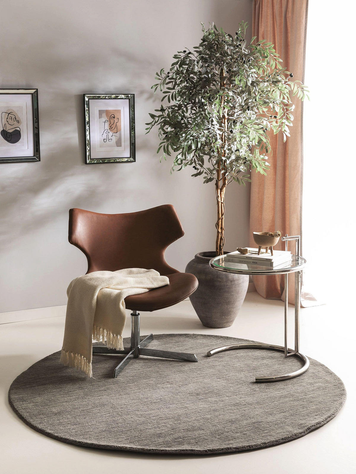 WOLLTEPPICH rund Jamal Grau ø 200 cm rund - Grau, Textil (200/200cm) - benuta Nest