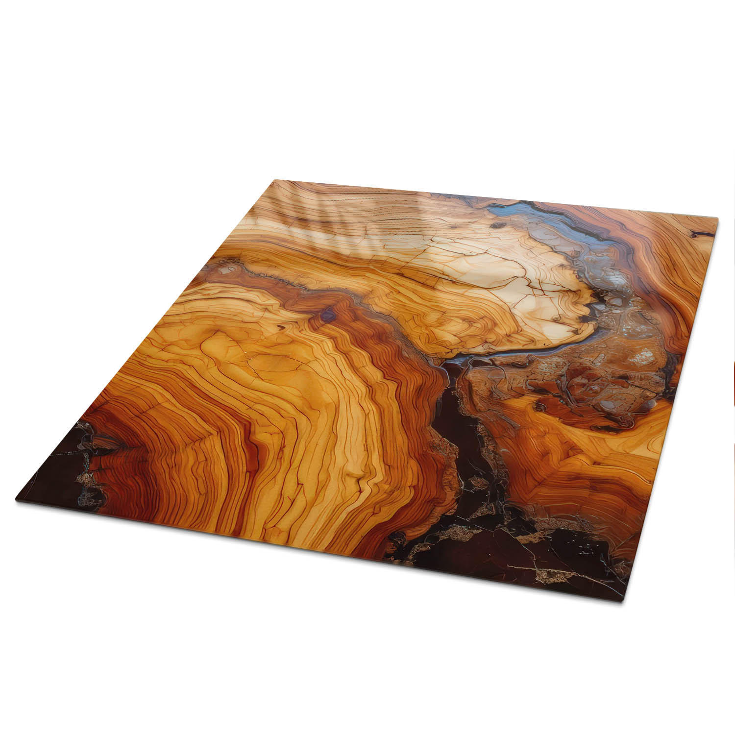 TISCHPLATTE 50x50 cm – Maserungsmuster - Braun, Glas (0.4/50/50cm) - Wallfluent