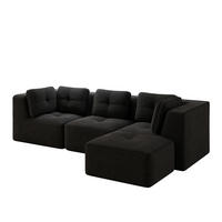 ECKSOFA 297/177/69 cm schwarz aus Cord mit modularem Design und tiefer Sitzfläche - Schwarz, Textil (177/297cm) - OKWISH
