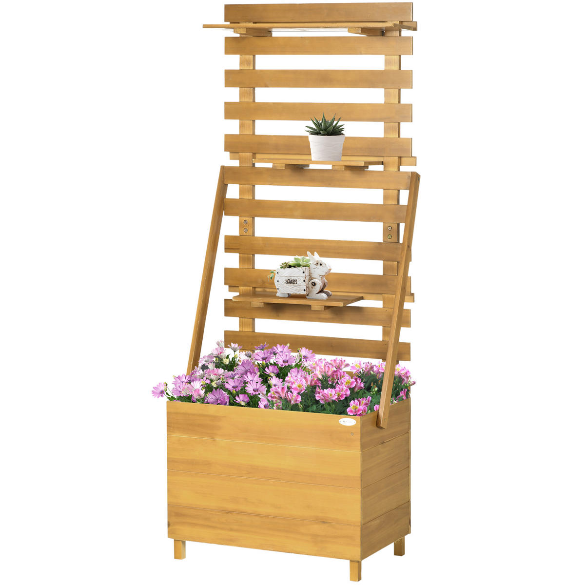 HOCHBEET DE-05383 Mit 3 Schubladen & Rankhilfe Natur - Braun, Holz (63/160/39cm) - ComfortXL