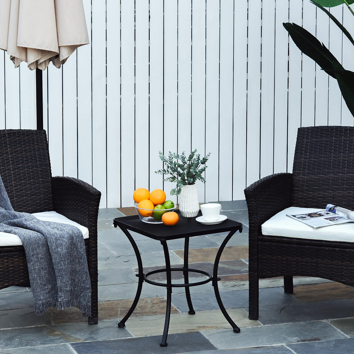GARTENTISCH Metall 45x45x50 cm Schwarz - Schwarz, Metall (45/45/50cm) - furnicato