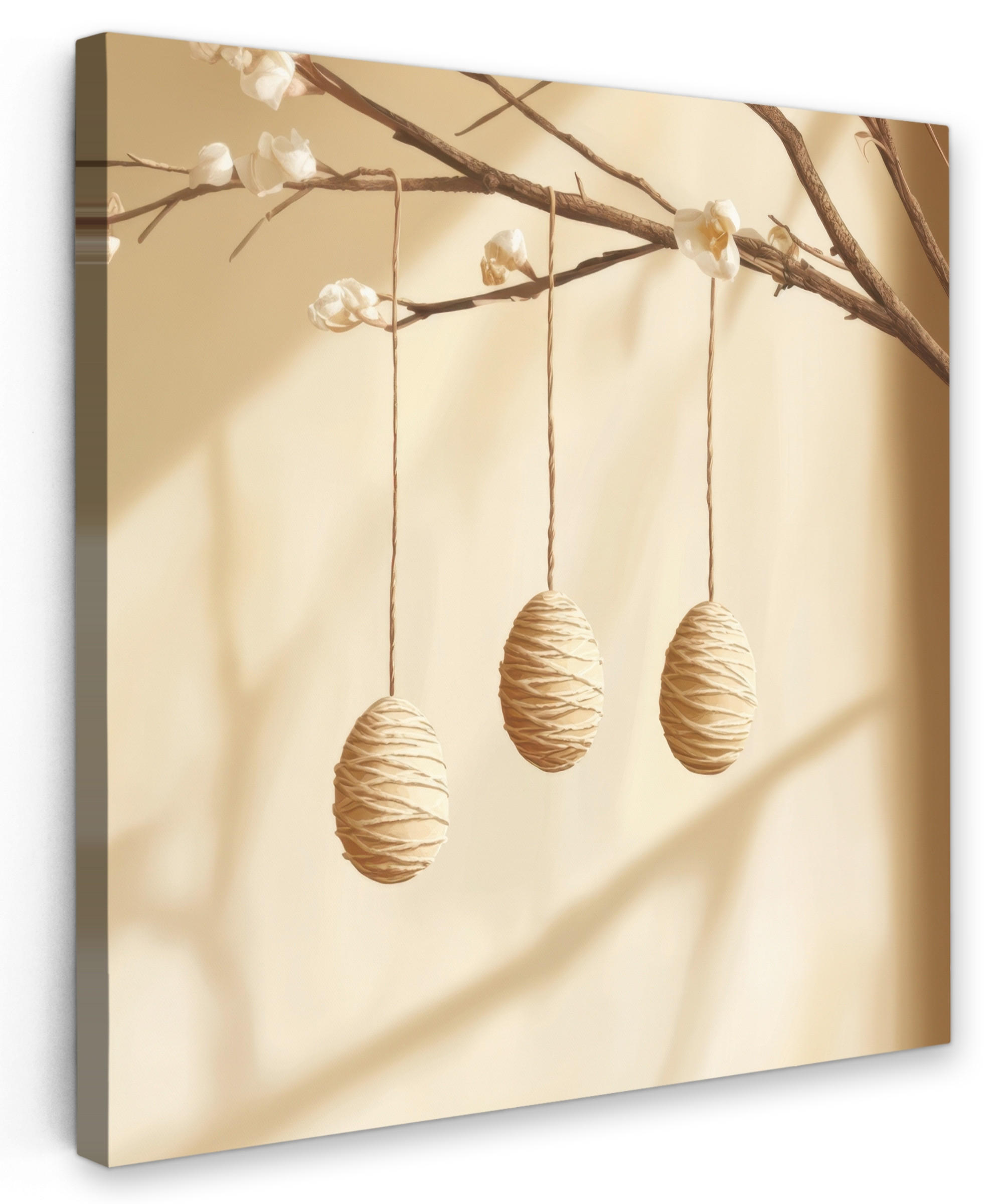 LEINWANDBILD Beige - Osterkuchen - Eier Deko Wohnzimmer 20x20 cm - Beige, Textil (20/20cm) - MuchoWow