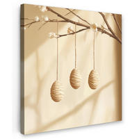 LEINWANDBILD Beige - Osterkuchen - Eier Deko Wohnzimmer 20x20 cm - Beige, Textil (20/20cm) - MuchoWow