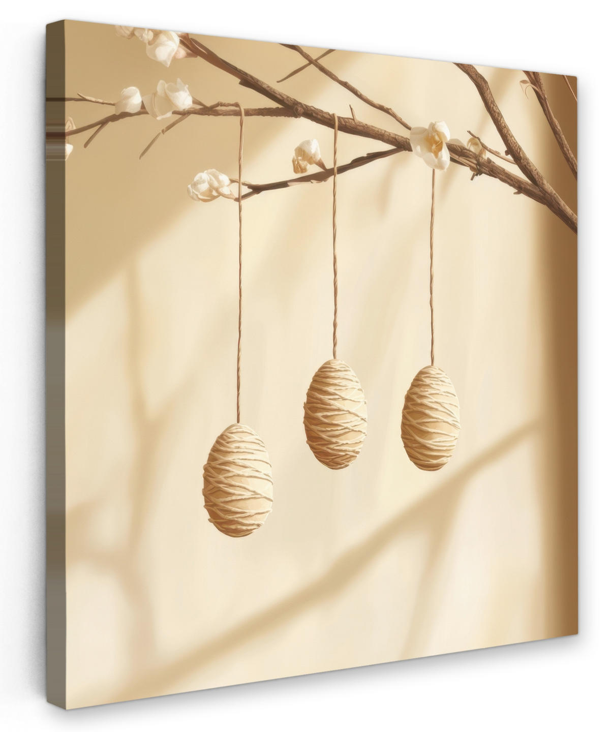 LEINWANDBILD Beige - Osterkuchen - Eier Deko Wohnzimmer 20x20 cm - Beige, Textil (20/20cm) - MuchoWow