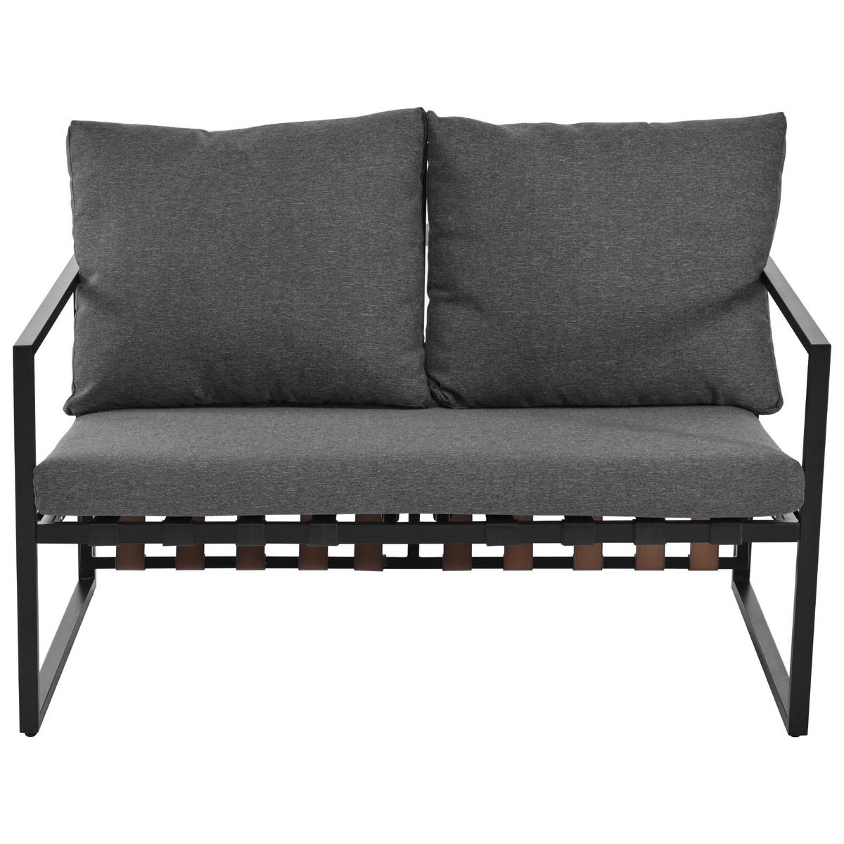 GARTENMÖBELSET aus Kunststoff 114x57x80cm schwarz mit Couchtisch und Kissen - Schwarz, Kunststoff - Modfu