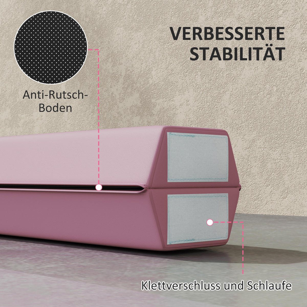 SCHWEBEBALKEN Karina Rosa faltbar 236 cm - Rosa, Kunststoff (236/15/6.5cm) - Jamb