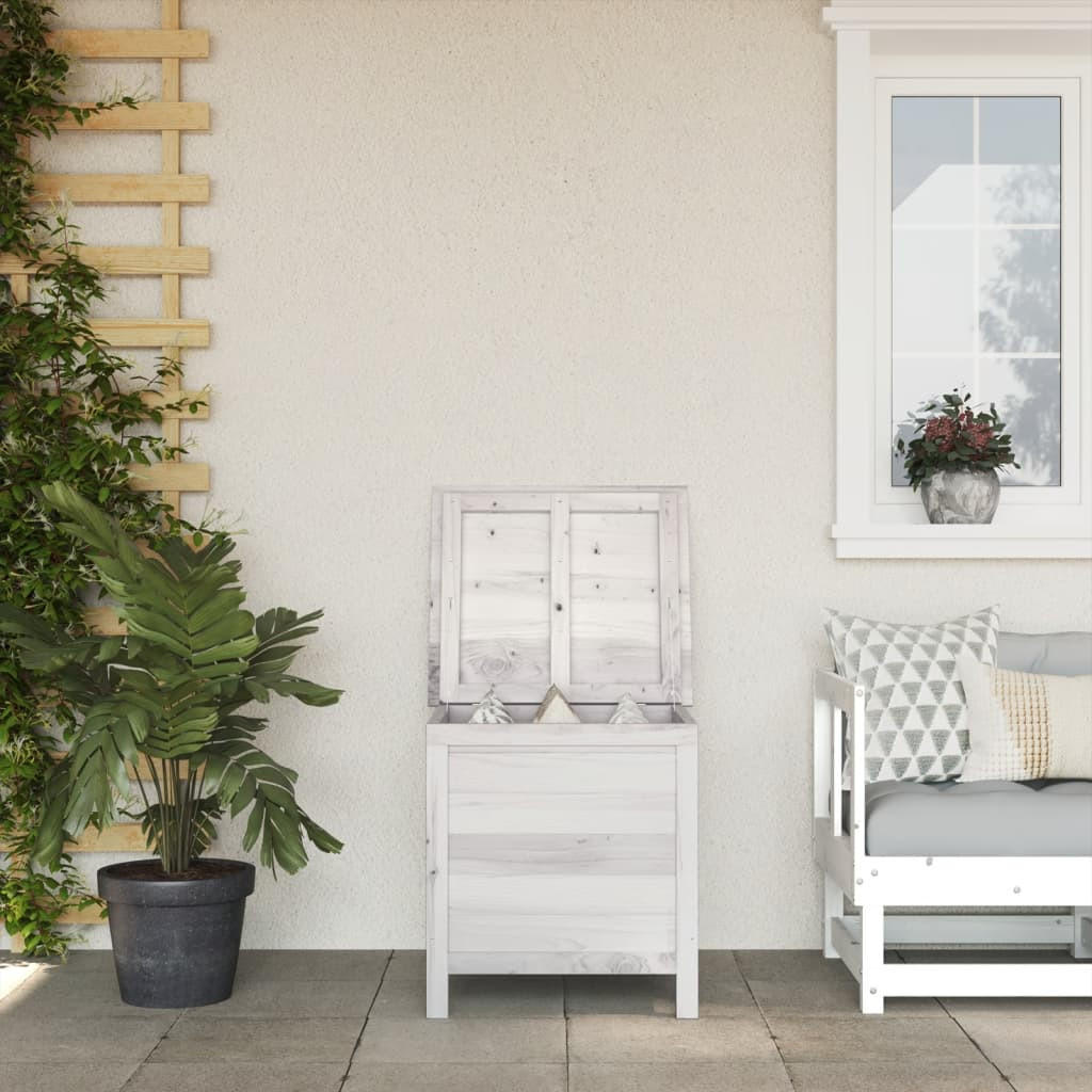 GARTENTRUHE Weiß 50x49x56,5 cm Massivholz Tanne - Weiß, Holzwerkstoff (50/56.5/49cm) - furnicato