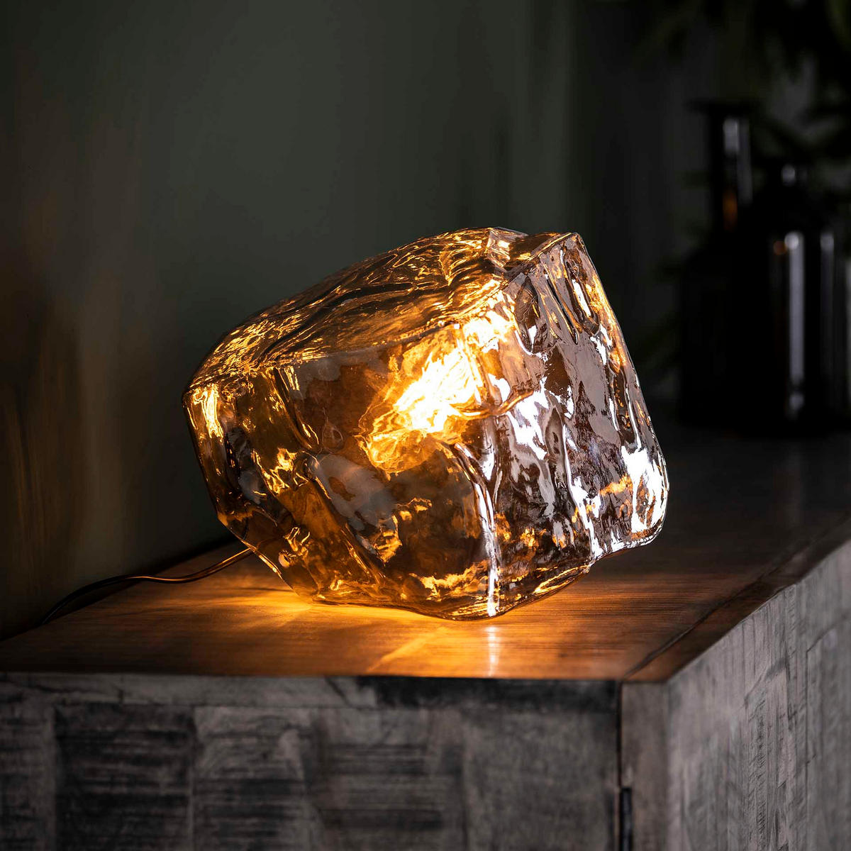 TISCHLEUCHTE Rock Grau 28/28/ 28 cm - Grau, Glas (28/28/28cm) - Hoyz Collection