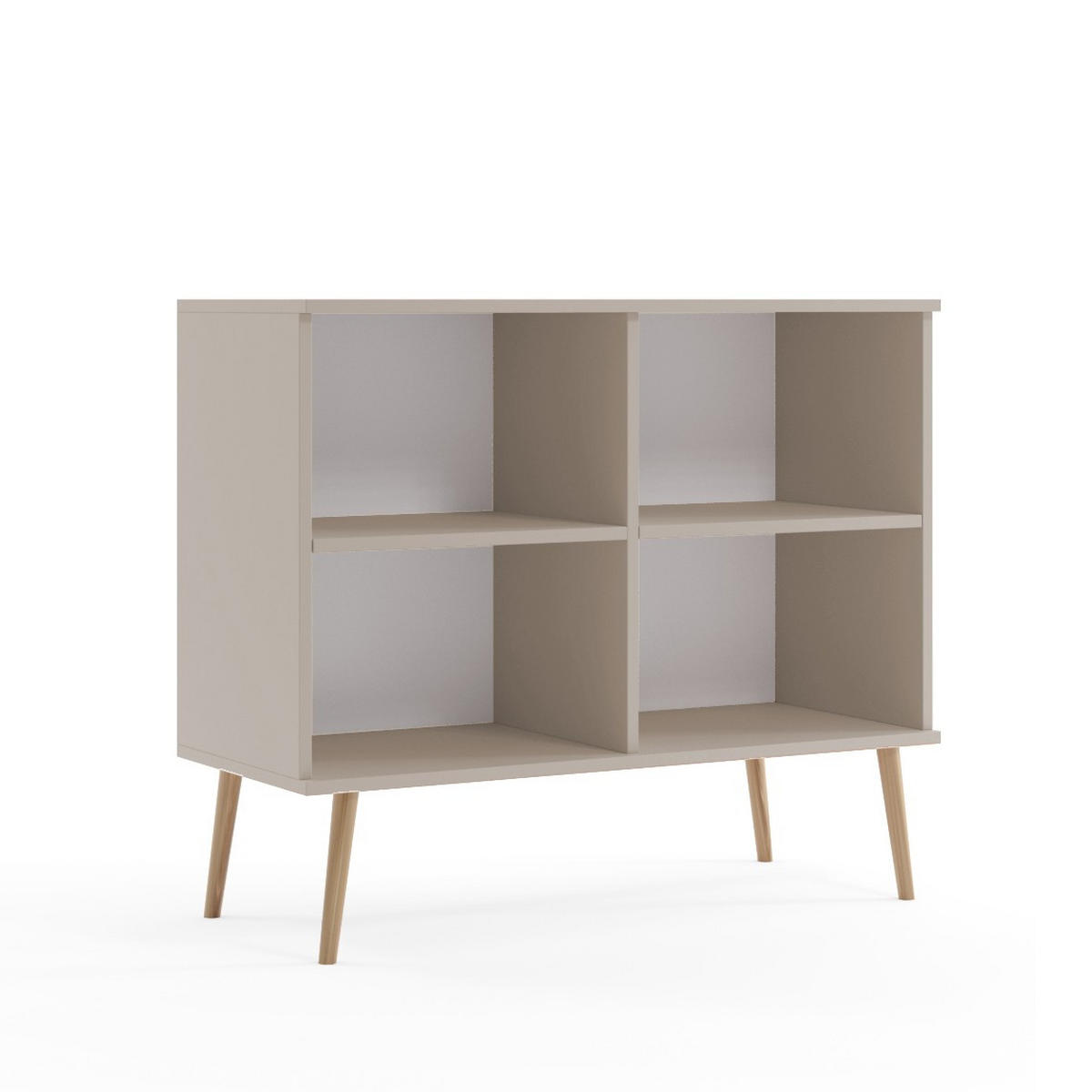 KOMMODE Ikon Kaschmir, Zweitürig mit Holz Beine - Kaschmir/Beige, Holz/Holzwerkstoff (100/85/42cm) - Bettso