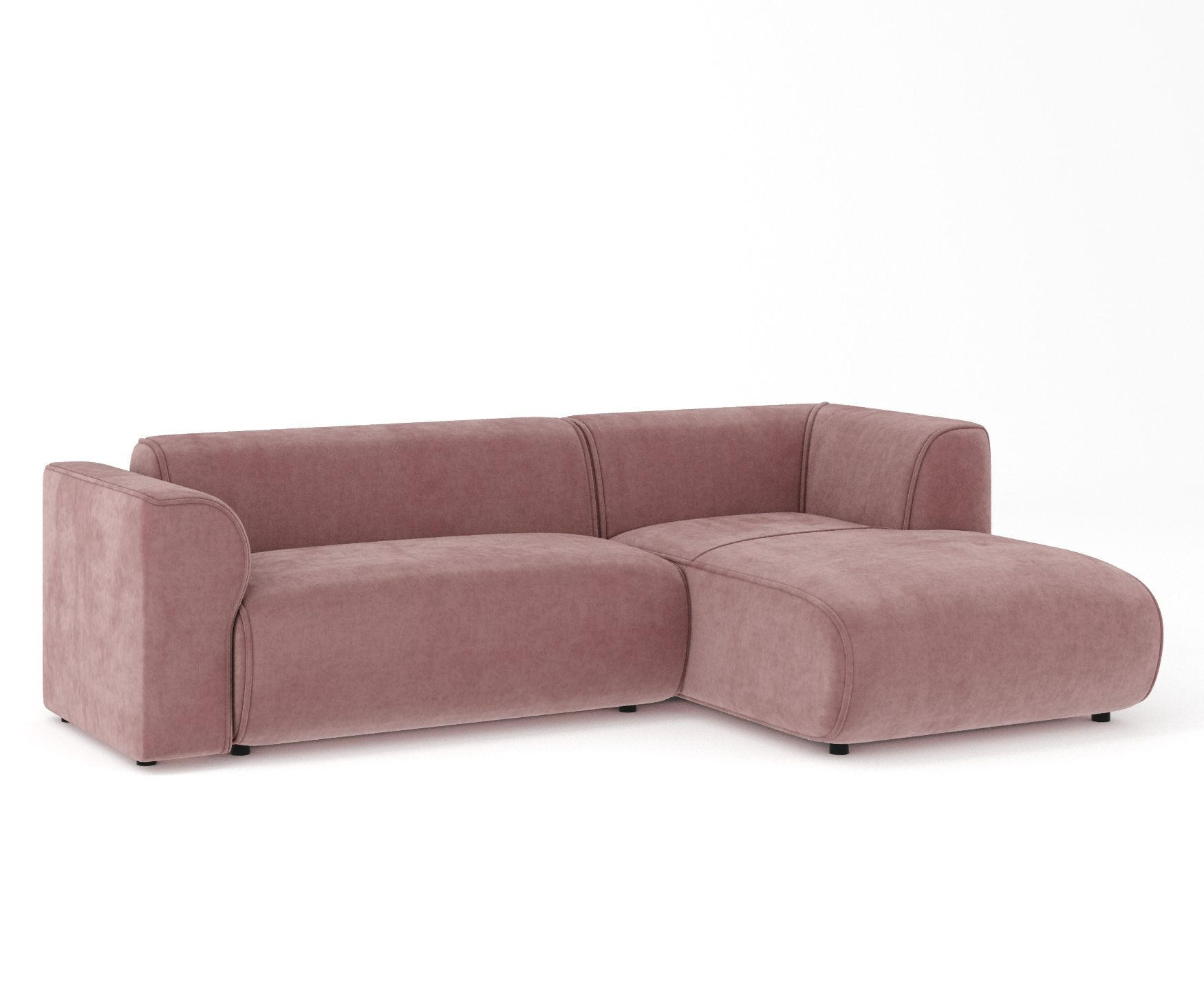 ECKSOFA Melani Rosa Samtstoff - Rechts Seite - Pink/Schwarz, Holz/Holzwerkstoff (162/256cm) - Maison de Reve