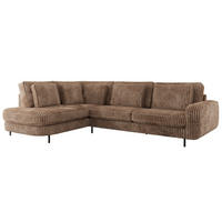 ROHOVÁ SEDAČKA CALENO L - Hnědá Manšestr - Pravá Strana - černá/hnědá, kov/textil (317/225cm) - MKS
