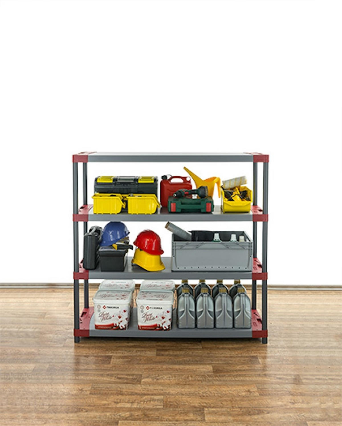KUNSTSTOFFREGAL GREY BEAR Low 138x130x46cm Fachlast 70kg Grau-Rot - Rot, Kunststoff (130/138/46cm) - PROREGAL
