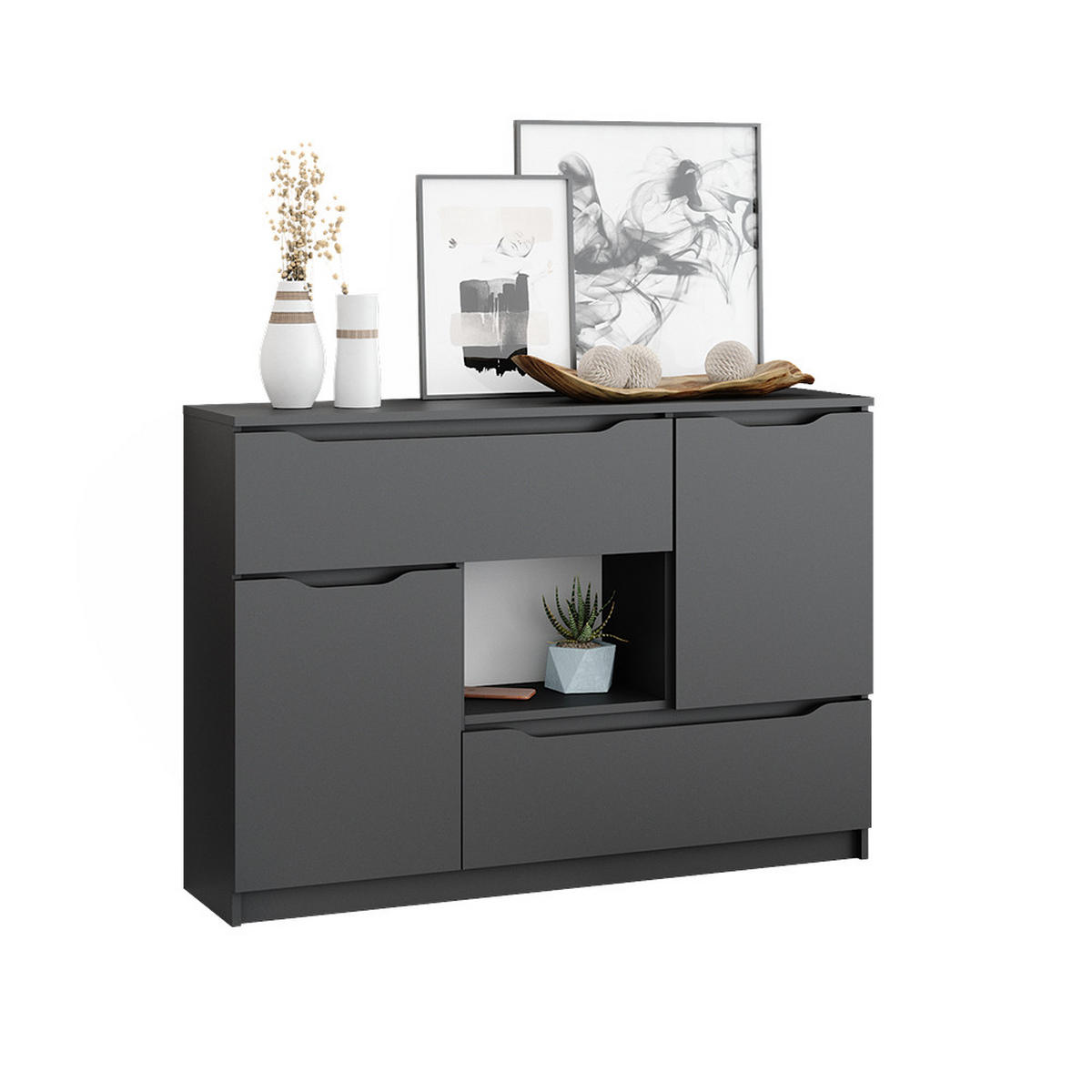 KOMMODE Ruben Anthrazit 120 x 84 cm - Anthrazit, Holzwerkstoff (120/84/30cm) - Vicco