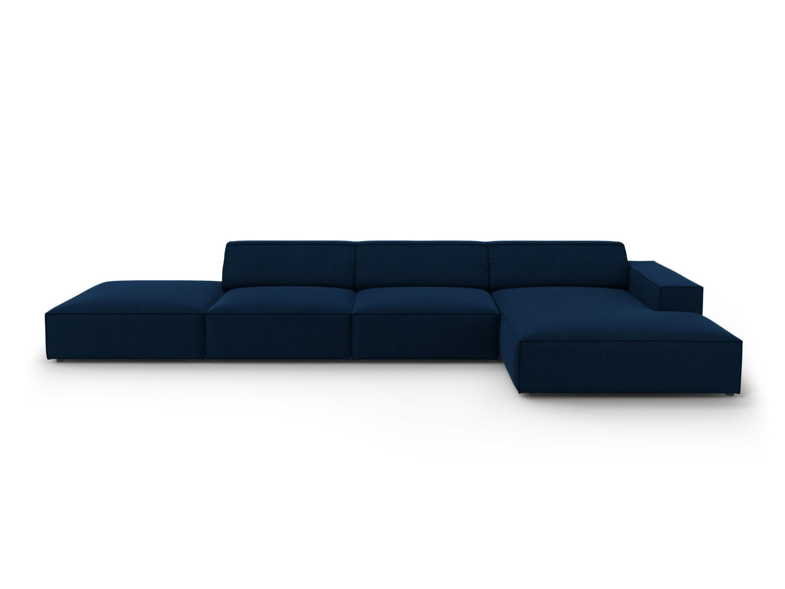 ECKSOFA rechts Jodie aus Samt königsblau 5 Sitzplätze - Blau, Textil (166/341cm) - Micadoni