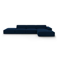 ECKSOFA rechts Jodie aus Samt königsblau 5 Sitzplätze - Blau, Textil (166/341cm) - Micadoni