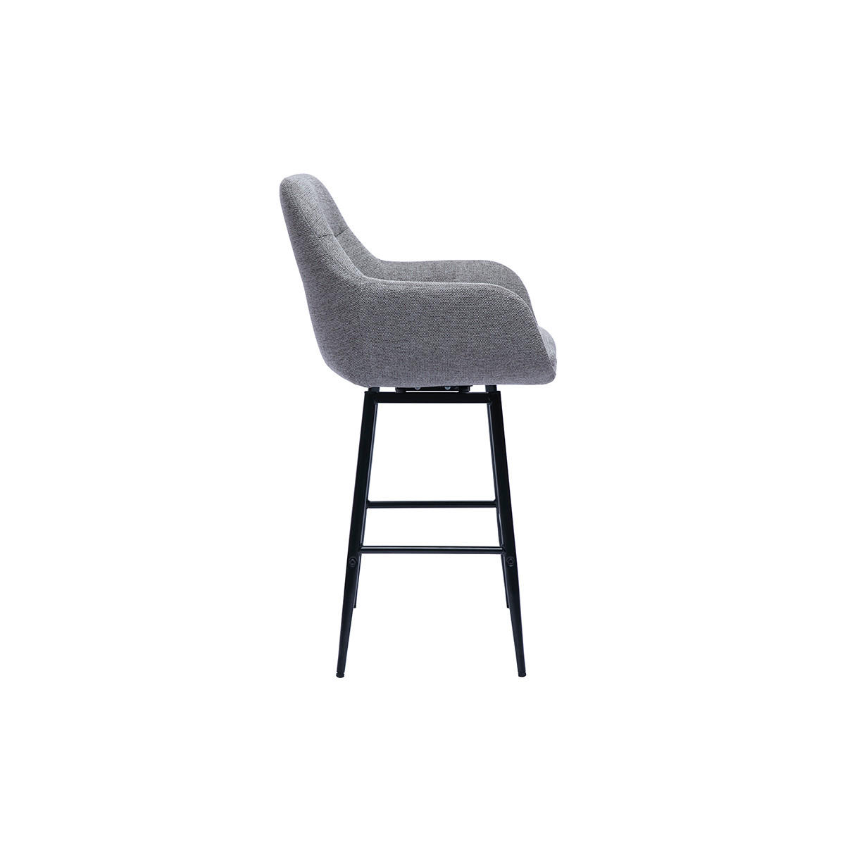 BARHOCKER 360° in hellgrauem Samt-Effekt Stoff und Metall H65.5 cm (2er-Set) ALESS - Grau, Textil (53.7/95.5/52.5cm) - Miliboo