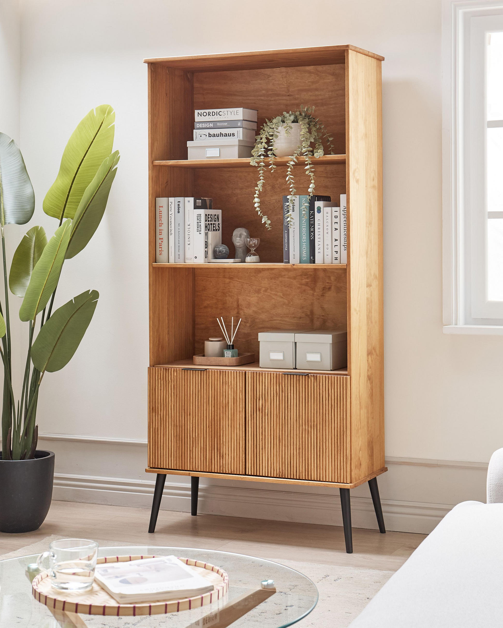 Thumbnail - Beliani Bücherregal, Hellbraun, Holz, 90x190x39 cm, Wohnzimmer, Regale, Bücherregale