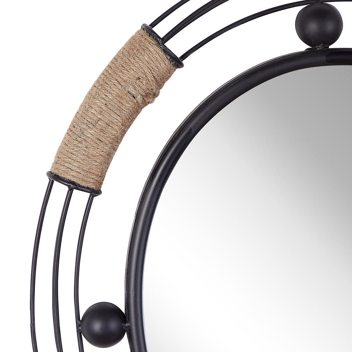 WANDSPIEGEL schwarz oval 55/50 cm Moulins - Beige/Schwarz, Metall (50/55/4cm) - Beliani
