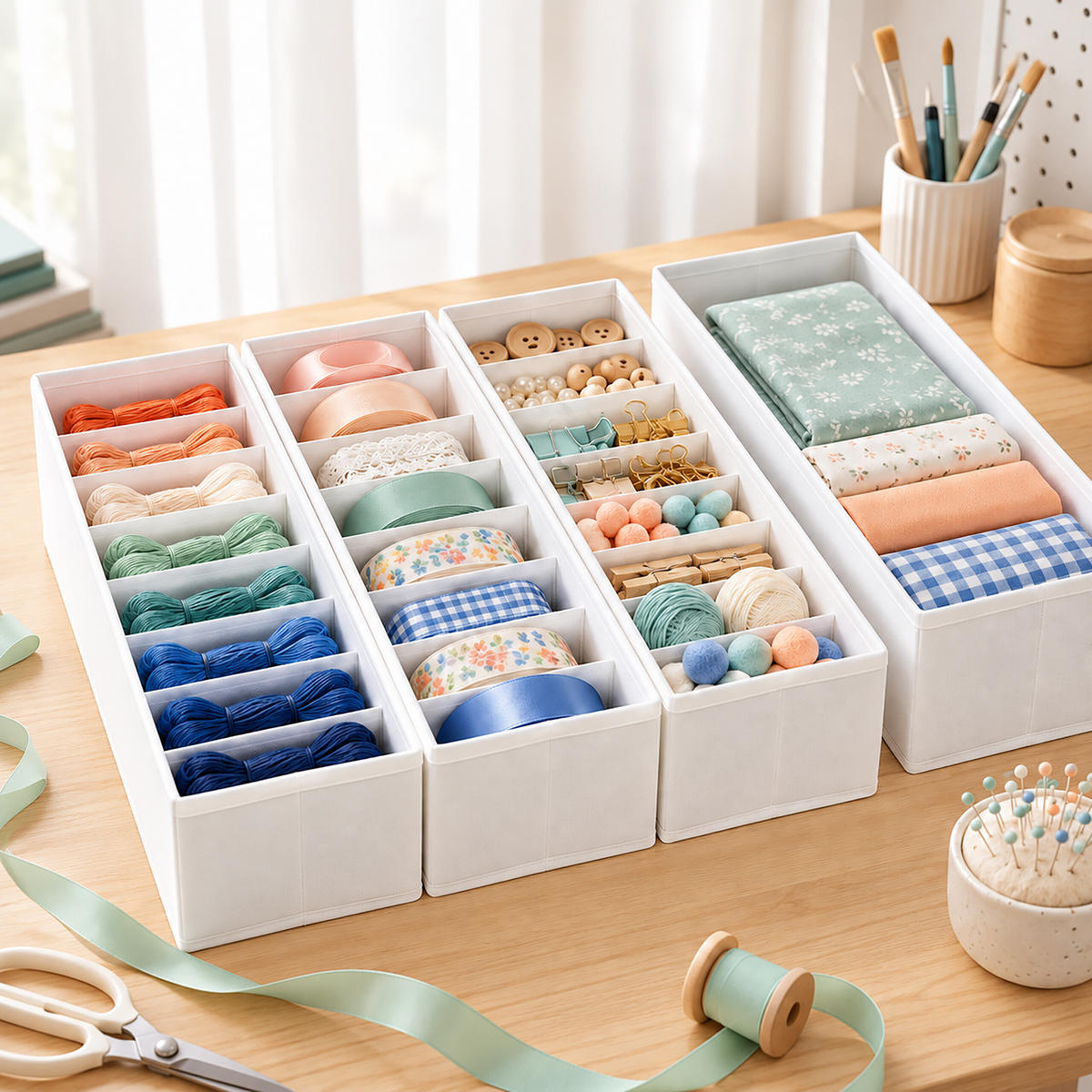 ORGANIZÉR Bílý 8dílná-sada - bílá, textil/papír (17/11/40cm) - Relaxdays