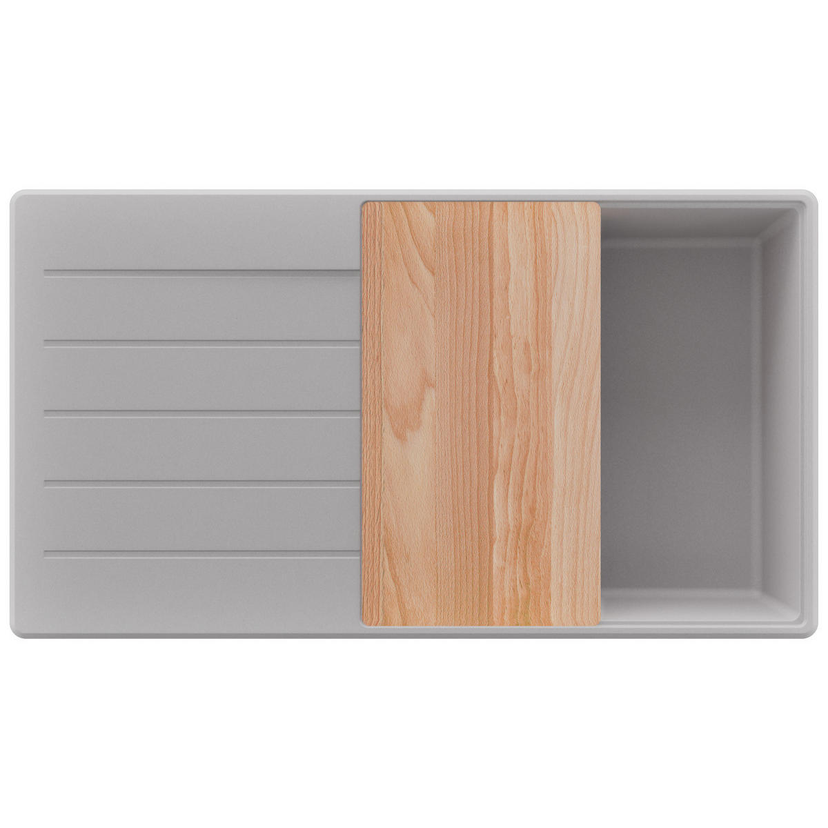 SPÜLBECKEN Kopenhagen, 2-er set Grau 90/50 cm 1 Becken + Ablauf-Set + Schneidebrett ab 60er Unterschrank - Beige/Grau, Kunststoff (90/20/50cm) - Primagran