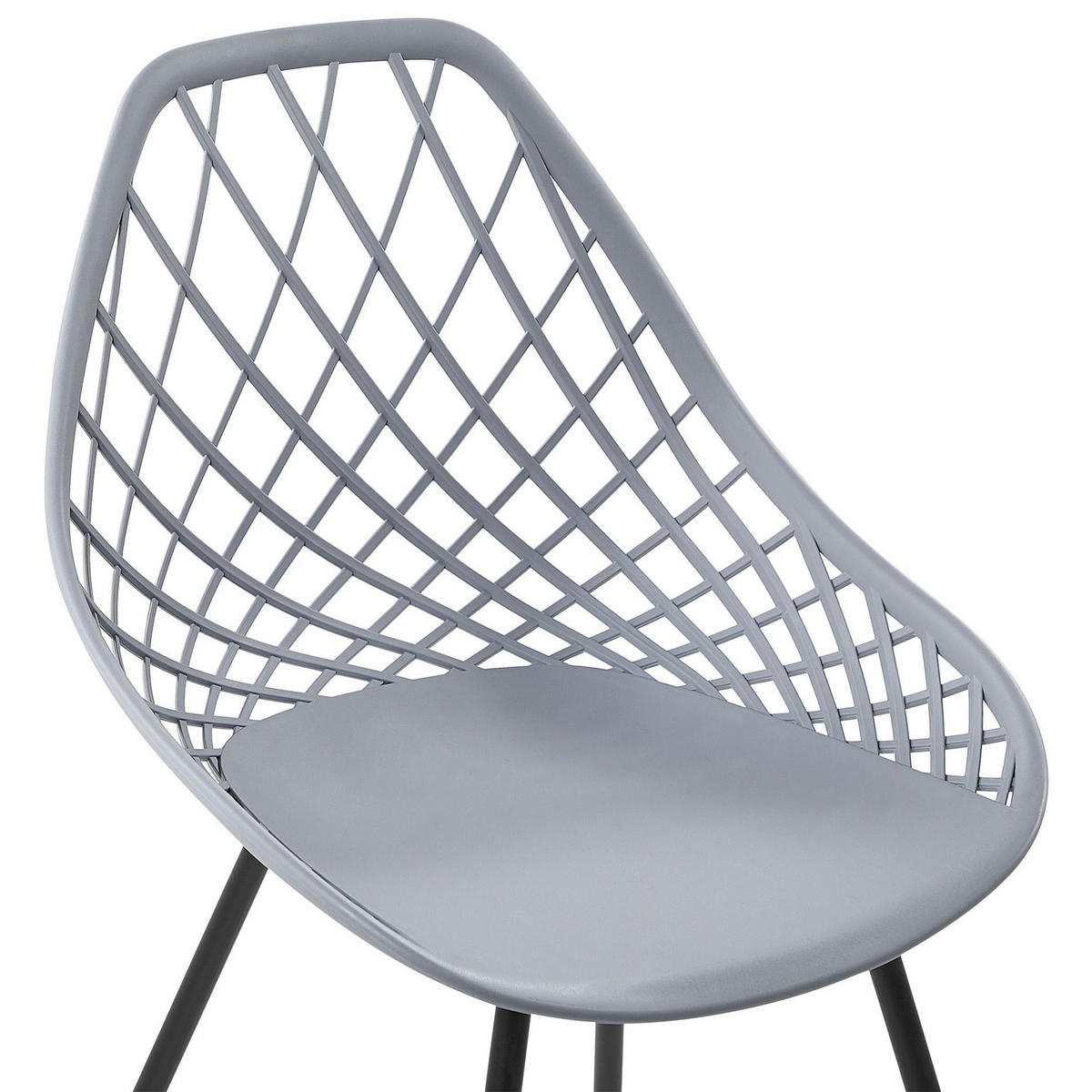 STUHL 2er-Set Kunststoff Grau Canton - Grau, Kunststoff/Metall (46/86/52cm) - Beliani