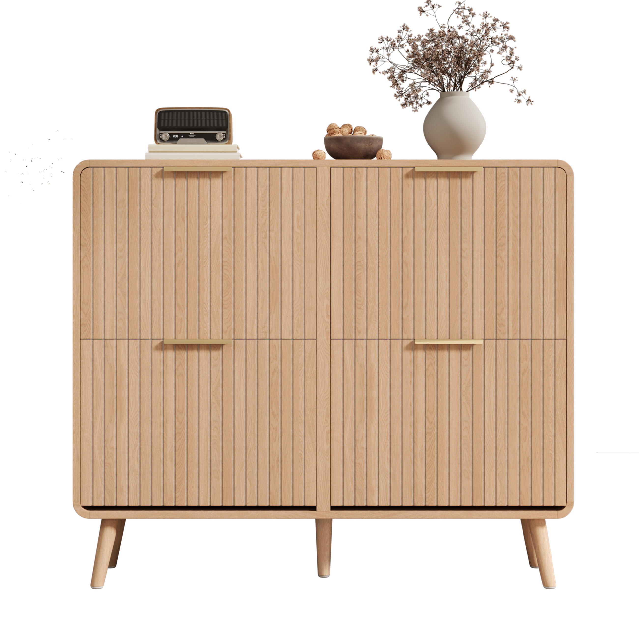 SCHUHSCHRANK Holzoptik für 18–24 Paar Schuhe - Naturfarben, Holzwerkstoff (105/90/24cm) - FLIEKS