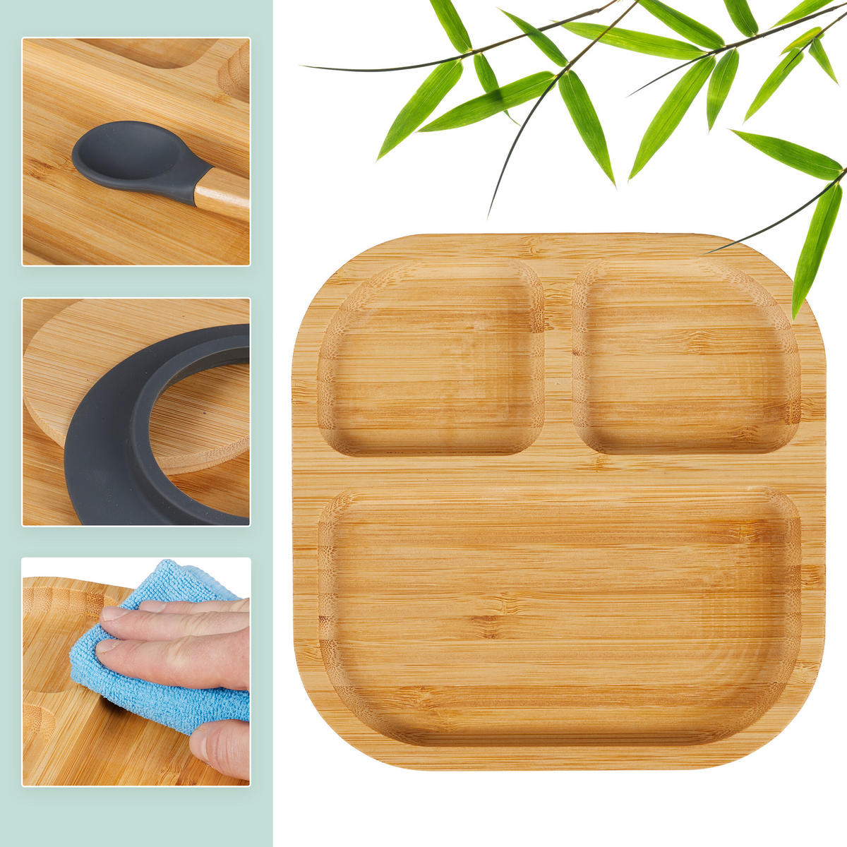 DETSKÉ menu - svetlohnedá, drevo/plast (19/3/19cm) - Relaxdays