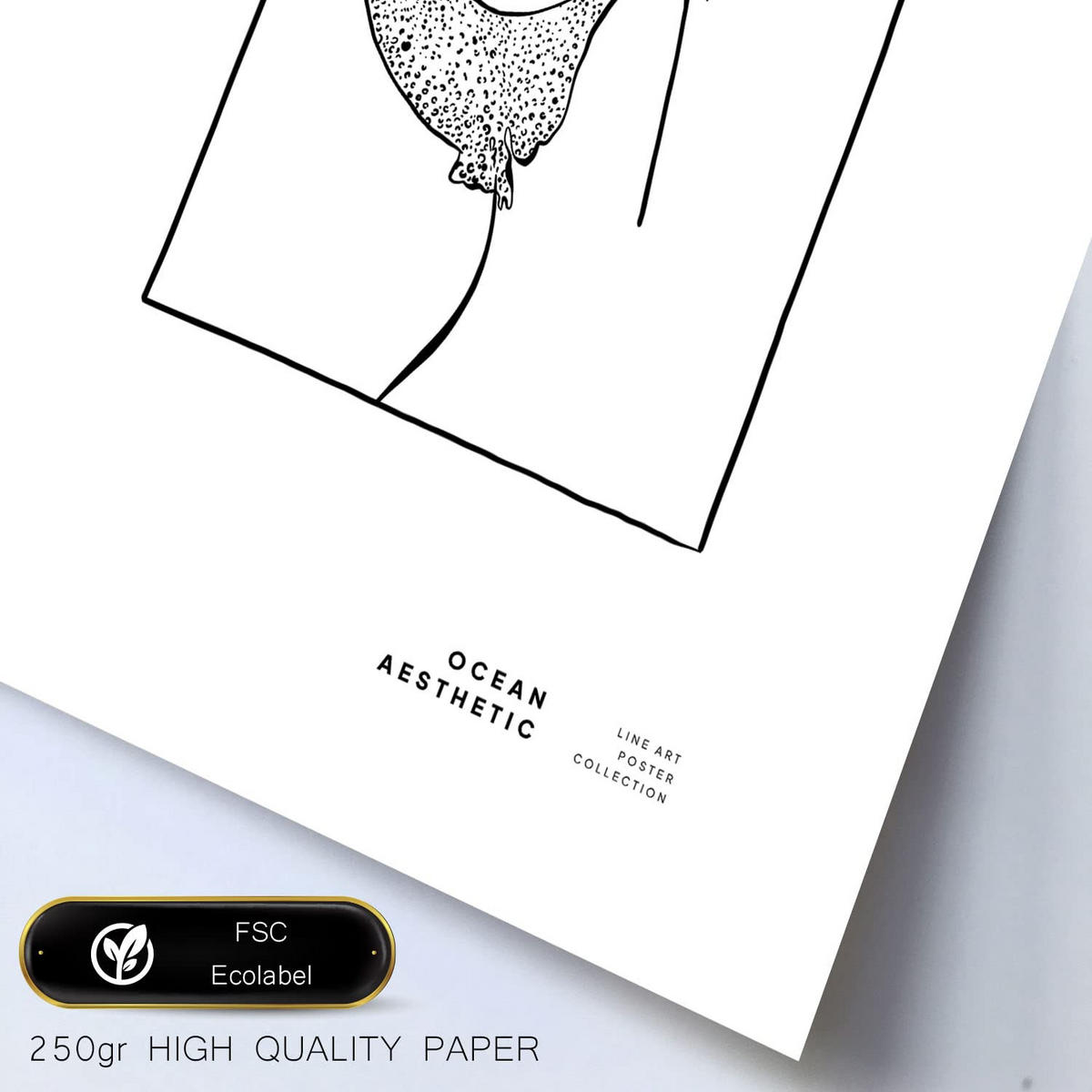POSTER Set Mit 6 In Schwarzer Tinte Seltener Fisch Kunstdrucke Von Meer Und Ozean Für Innenarchitektur A3 & A4 Rahmen Aus Hellem Holz - Beige, Papier (29/3cm) - Nacnic