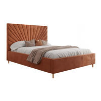 POLSTERBETT SUNNY 140x200 cm Magic Velvet 2242, 34 Holzlatten, Kopfteil 131 cm - Orange, Textil (140/200cm) - Lookway