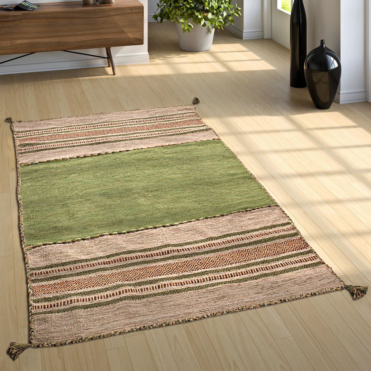 HOCHFLORTEPPICH 120/170 cm Kilim 217 - Grün, Textil (120/170cm) - Paco Home
