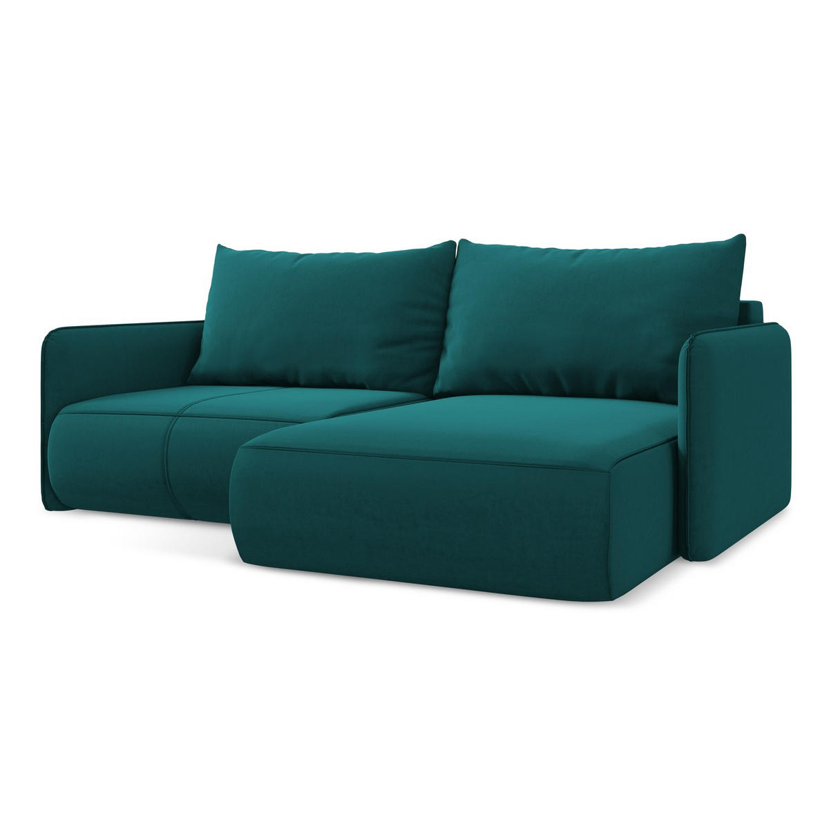 ECKSOFA mit Schlaffunktion Samt Stoff Blau - Blau/Petrol, Kunststoff/Textil (207/148cm) - LaMiaSofa