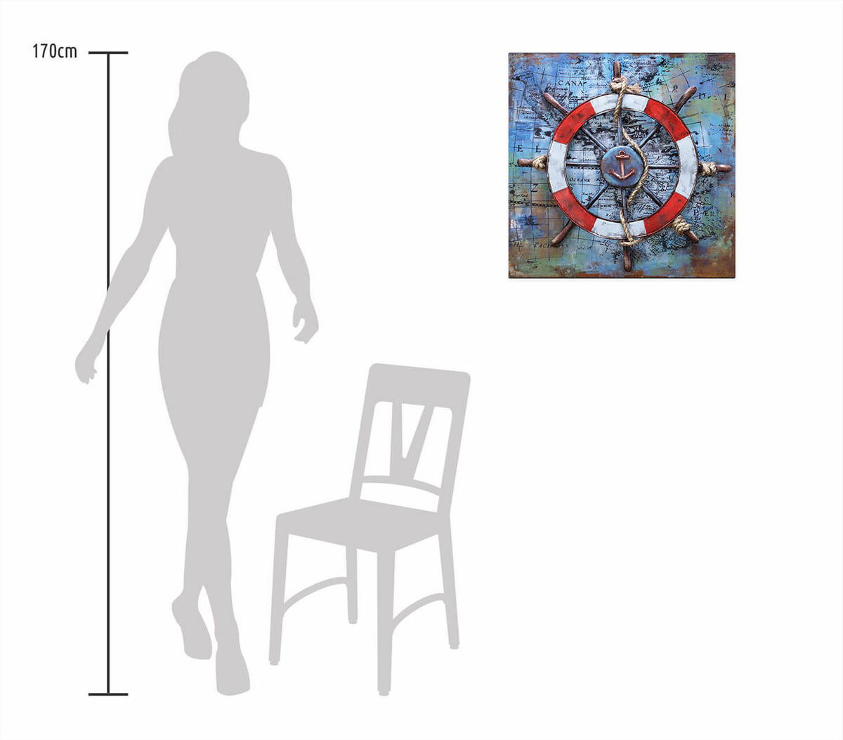 METALLBILD Blau 60/60 cm - Blau/Rot, Metall (2.5/60cm) - KUNSTLOFT