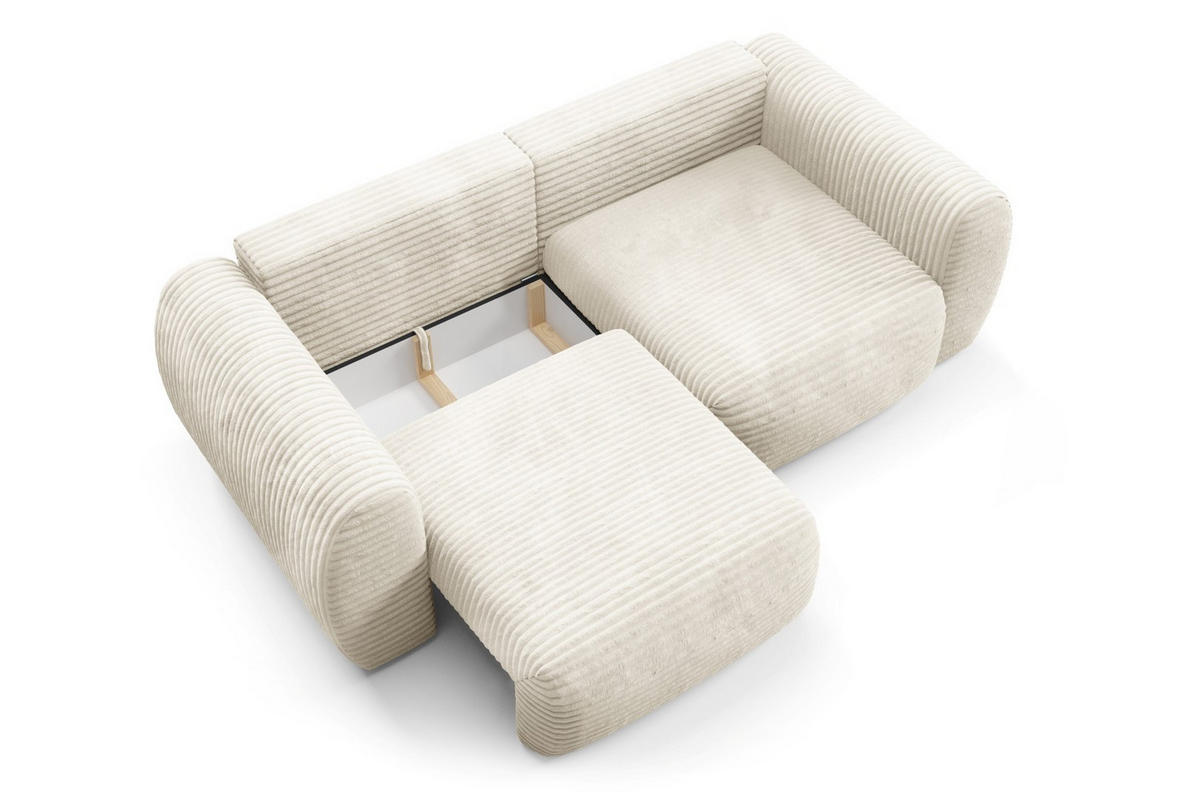 SCHLAFSOFA mit Bettkasten Creme - Creme/Schwarz, Holz/Holzwerkstoff (266/95/110cm) - Furnisell