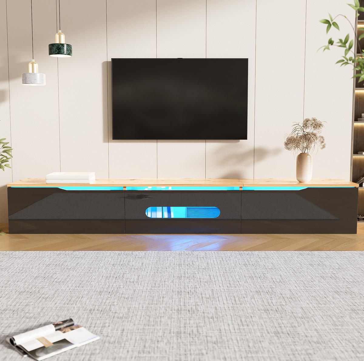 TV-ELEMENT mit LED-Beleuchtung 180 cm Schwarz Holzoptik - Braun, Holzwerkstoff (35/30/180cm) - Beauniv