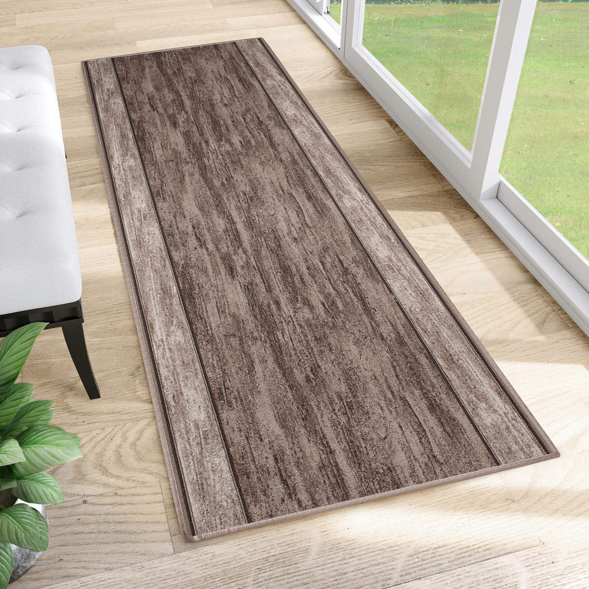 TEPPICHLÄUFER Anti-Rutsch Taupe rutschfest Gummiunterlage 80/300 cm - Taupe, Textil (80/300cm) - Tapiso