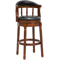 BARHOCKER 1er-Set Schwarz mit Echtleder und Rückenlehne - Schwarz, Holz (54.8/96/54.8cm) - PANGIVO