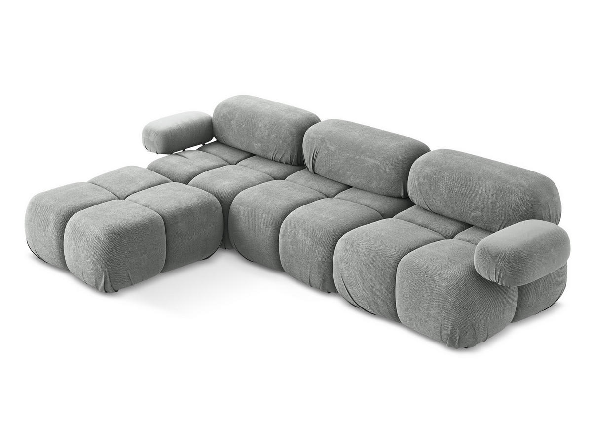 ECKSOFA Beidseitig Chenille Stoff Grau - Blau/Schwarz, Kunststoff/Textil (285/191cm) - Makamii