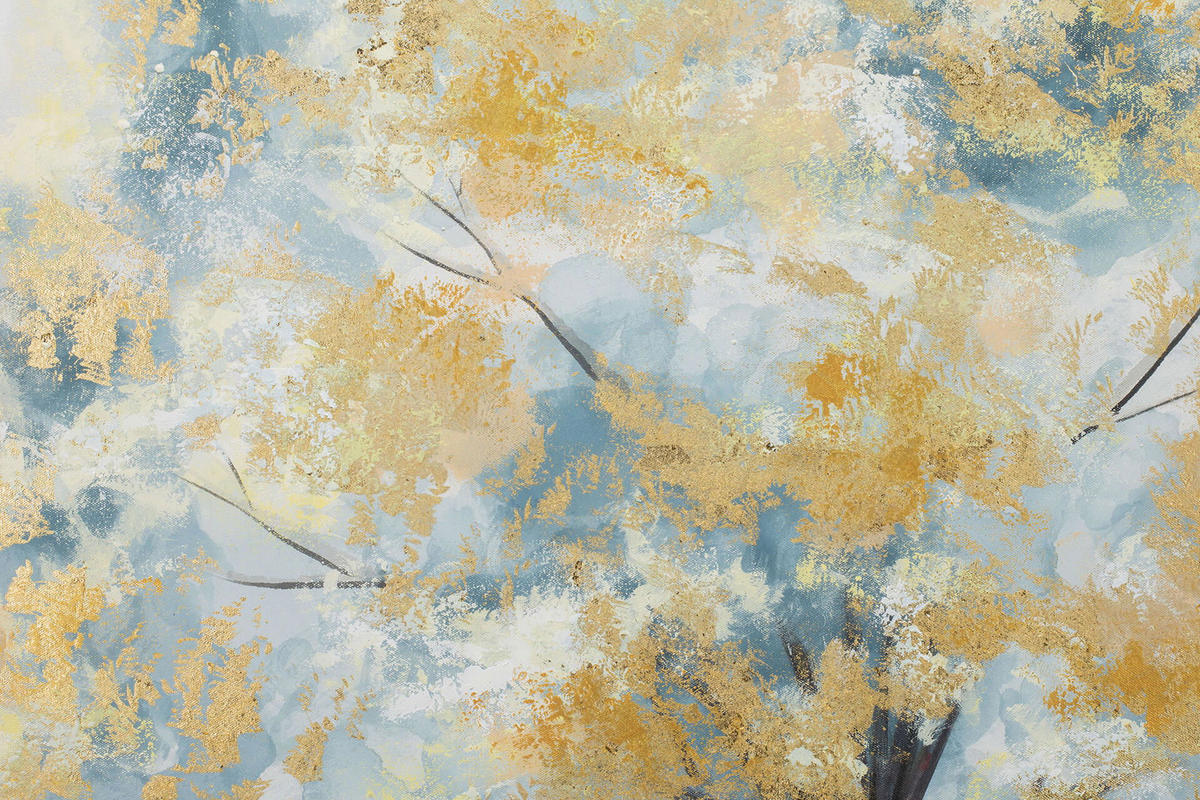 ACRYLBILD HANDGEMALT 100/75 cm - Türkis/Goldfarben, Holz/Textil (100/75cm) - KUNSTLOFT