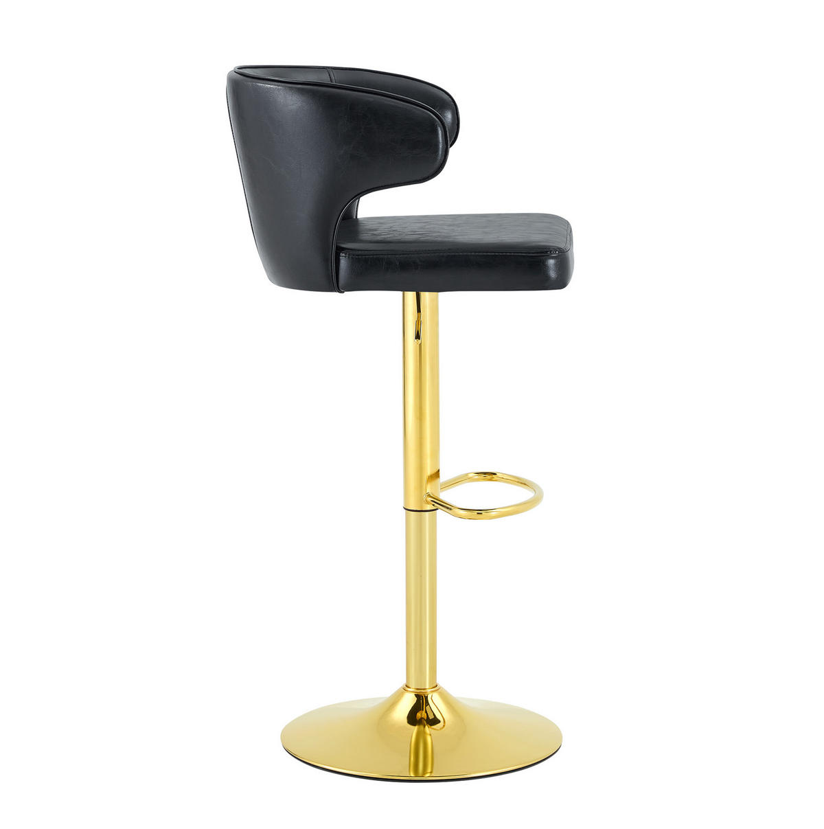 BARHOCKER mit Lehne, höhenverstellbar, 360° drehbar, Schwarz - Schwarz, Kunststoff (45/110/49.7cm) - MIVRAY