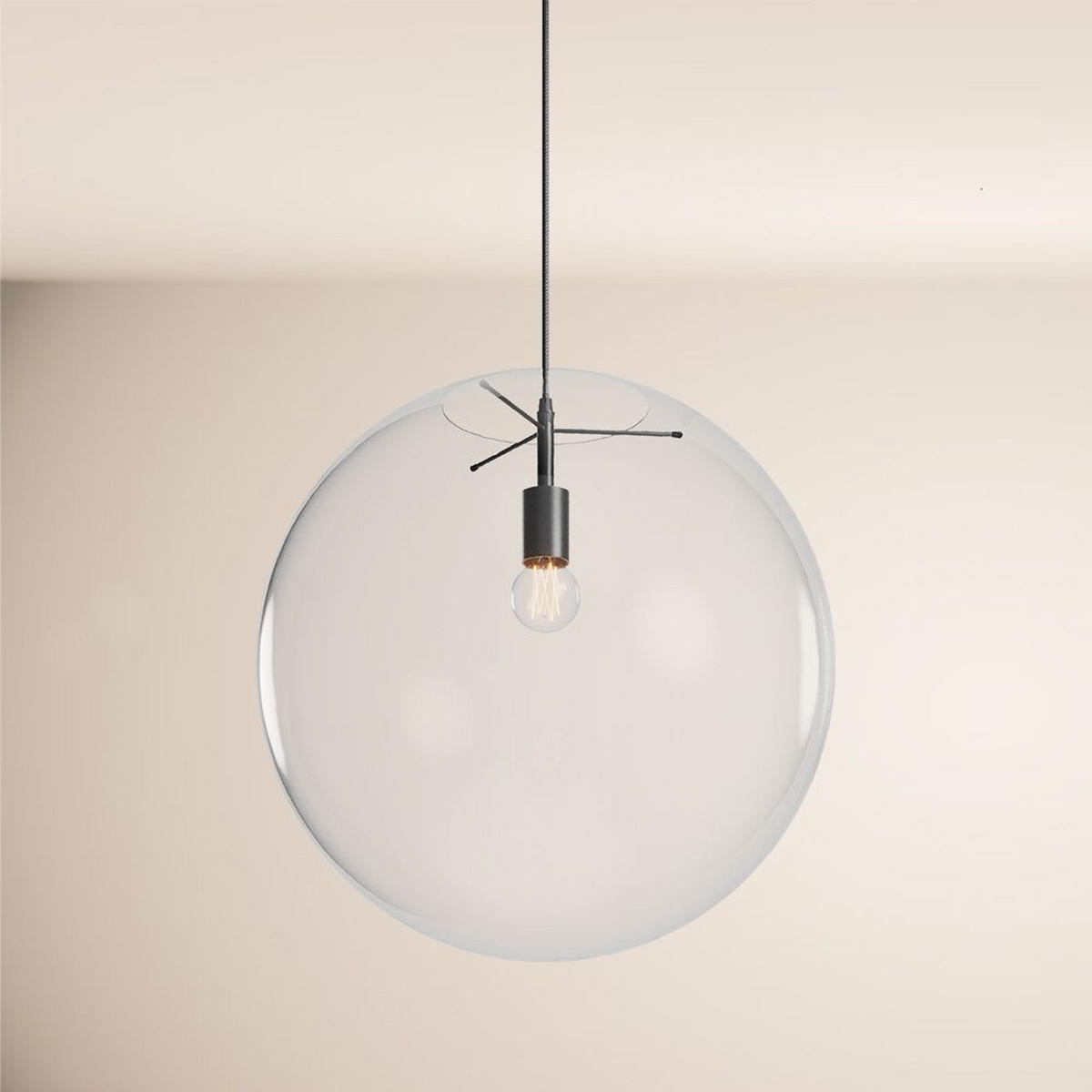 GALERIELEUCHTE Orb 5m Abhängung Klar/Schwarz Ø 40cm - Klar, Glas (40/40/40cm) - s.luce