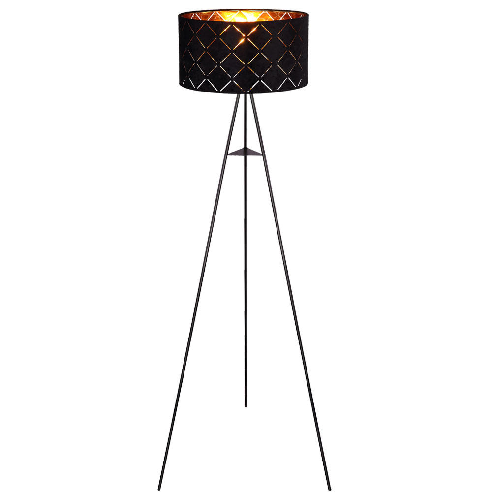 LED STEHLEUCHTE SUNNA schwarz-gold Metall Textil - Goldfarben, Metall (69/69/149cm) - Globo Lighting