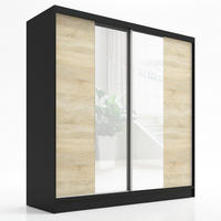 SCHWEBETÜRENSCHRANK 200 CM DUO Farbe: Schwarz | sonoma - Schwarz/Braun, Holzwerkstoff (200/215/60cm) - A&J MöbelLand