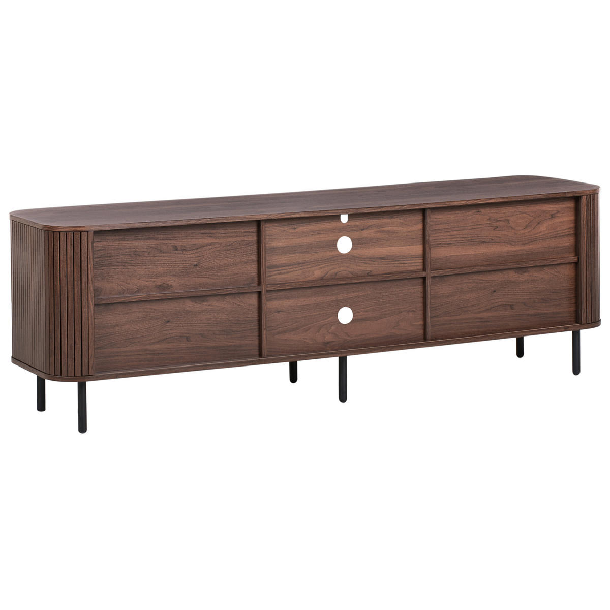 TV-MÖBEL Dunkelbraun Bradley - Schwarz/Braun, Holzwerkstoff (180/58/45cm) - Beliani